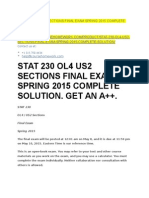 Stat 230 Ol4 Us2 Sections Final Exam Spring 2015 Complete Solution