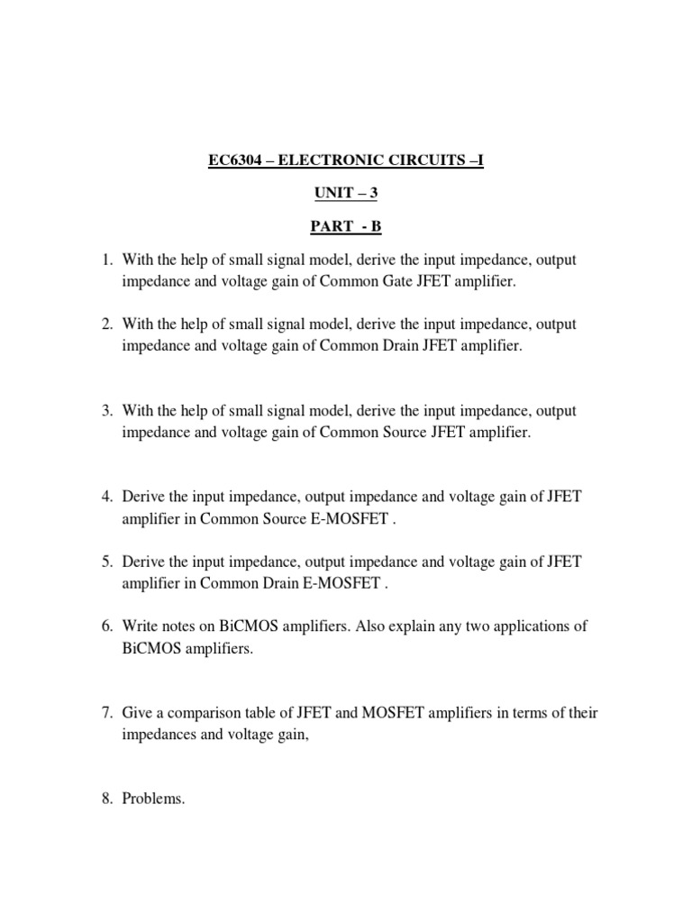 Ec6304 - Electronic Circuits - I Unit - 3 Part - B | PDF