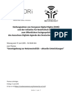 Stellungnahme Netzneutralität Bundestag 2015