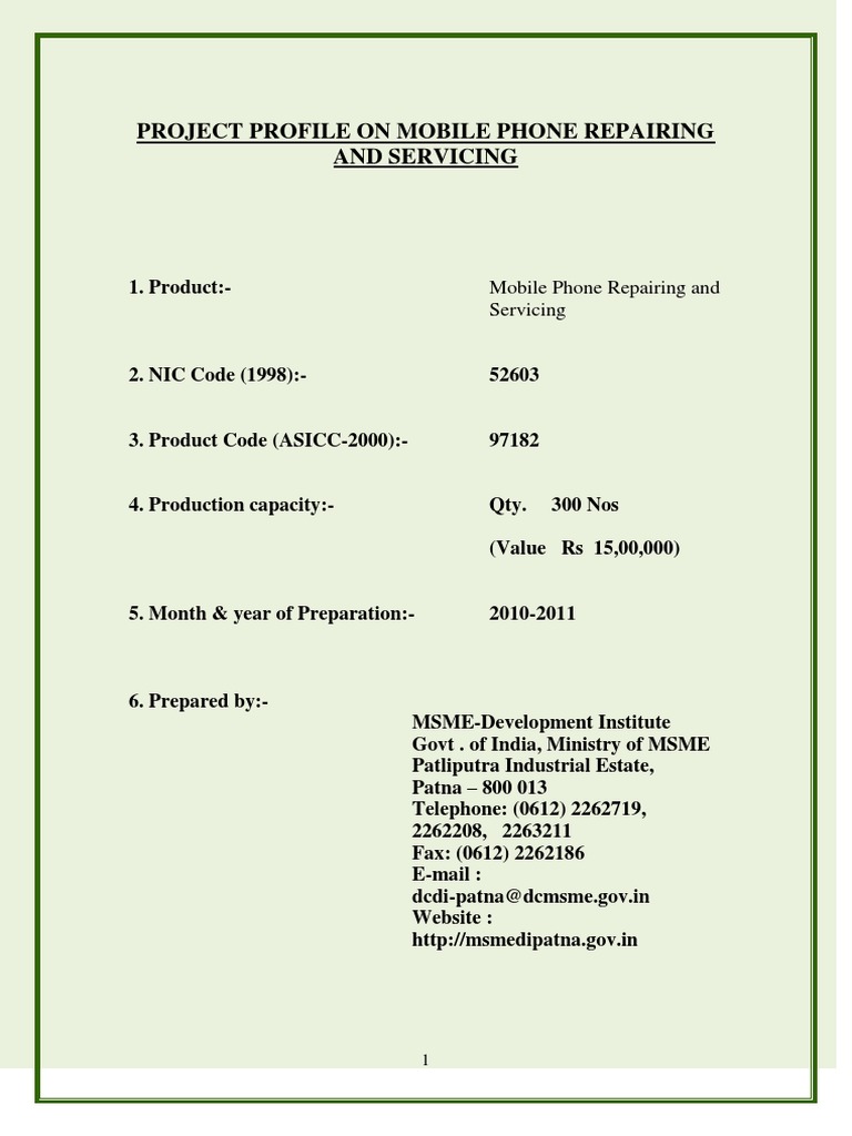 Mobile Phone Repair and Servicing Project Profile A Comprehensive