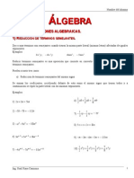 Reducción de términos semejantes en álgebra