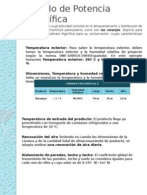 Delgado cortina Posada Calculo de Potencia Frigorifica | PDF | Termodinámica | Física Aplicada e  Interdisciplinaria