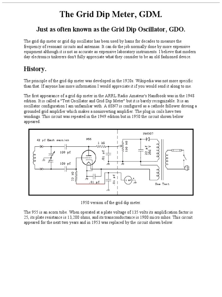 Tube Grid Dip Meter PDF Amplifier Vacuum Tube