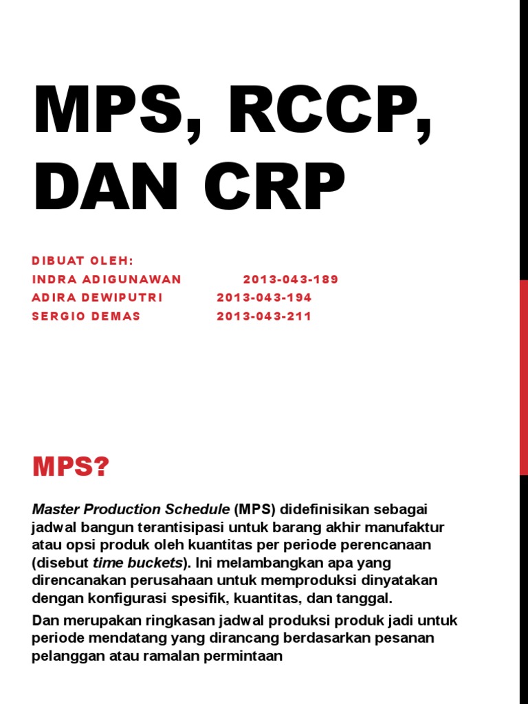 MPS, RCCP, dan CRP dalam Perencanaan | PDF