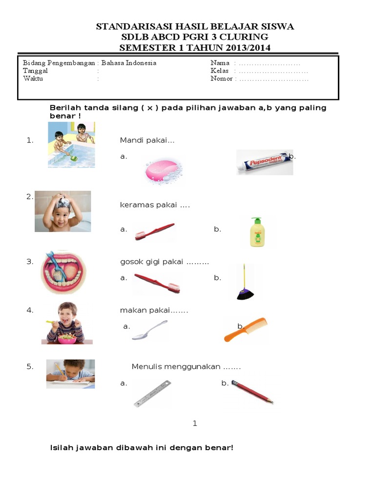 Soal Bahasa Indonesia SDLB Tunarungu PDF