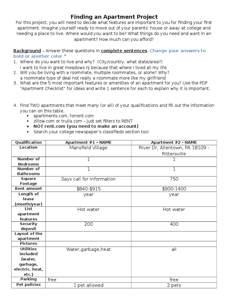 Finding An Apartment | PDF | Roommate | Apartment