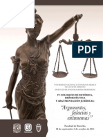 IV Coloquio Retórica, Hermenéutica y Argumentación Jurídicas "Argumentos, Falacias y Entimemas"