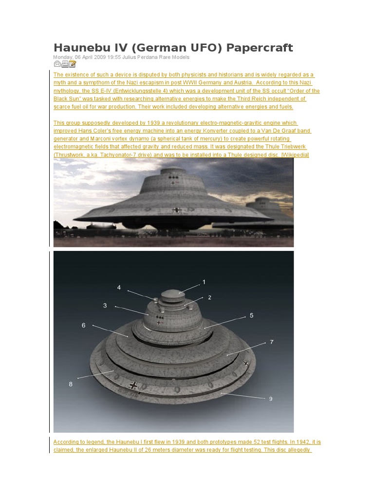 Haunebu IV: Nazi UFO Papercraft Guide | PDF | Industries | Aerospace ...