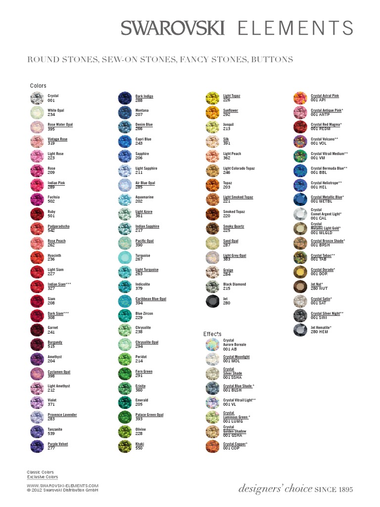 Round Stones, Sew-On Stones, Fancy Stones, Buttons: Colors | PDF