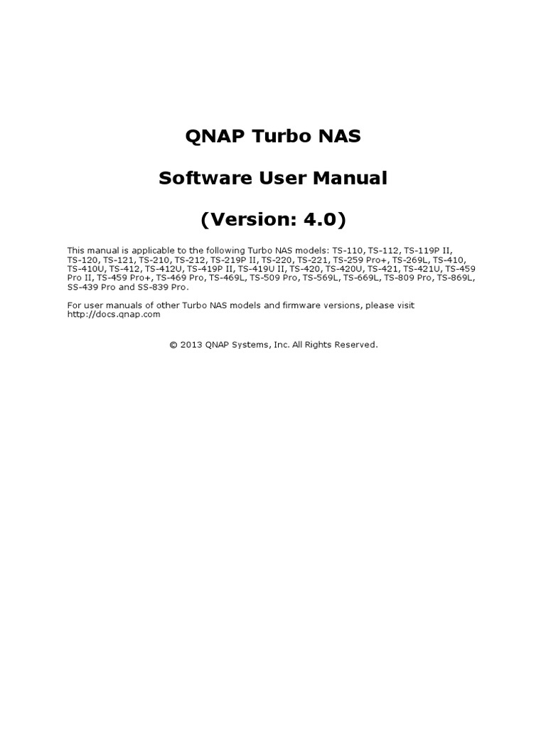 Qnap Turbo Nas User Manual V4 0 Eng Operating System Installation Computer Programs
