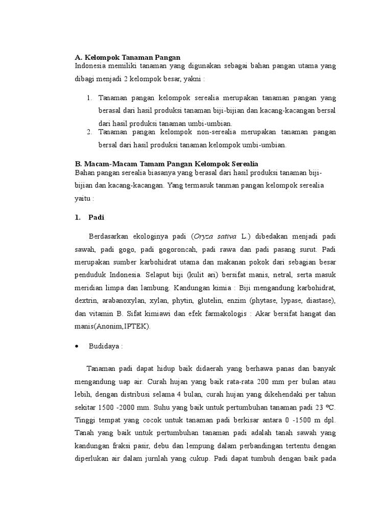  Contoh Tanaman Serealia  Kacang Kacangan Dan Umbi Umbian 
