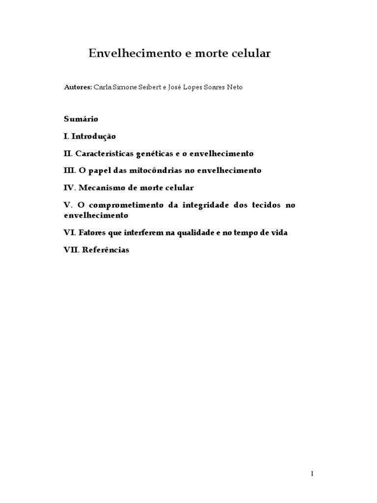 Envelhecimento e Morte Celular | PDF | Apoptose | Telômero