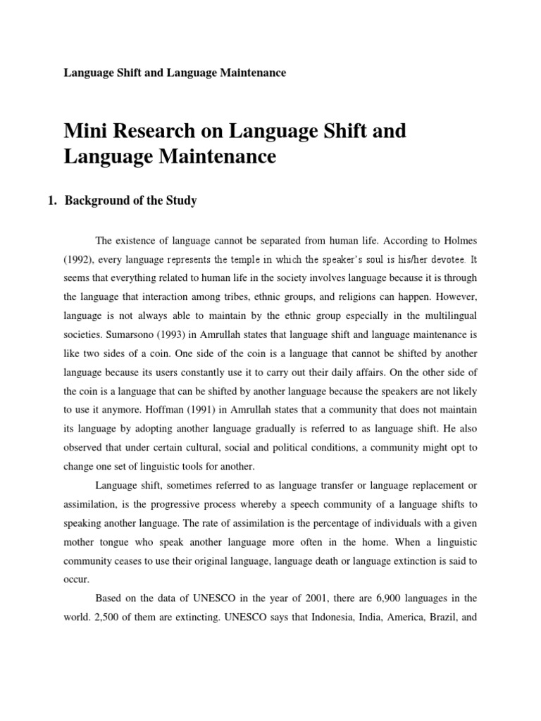 Language Shift and Maintenance Insights | PDF | Multilingualism ...