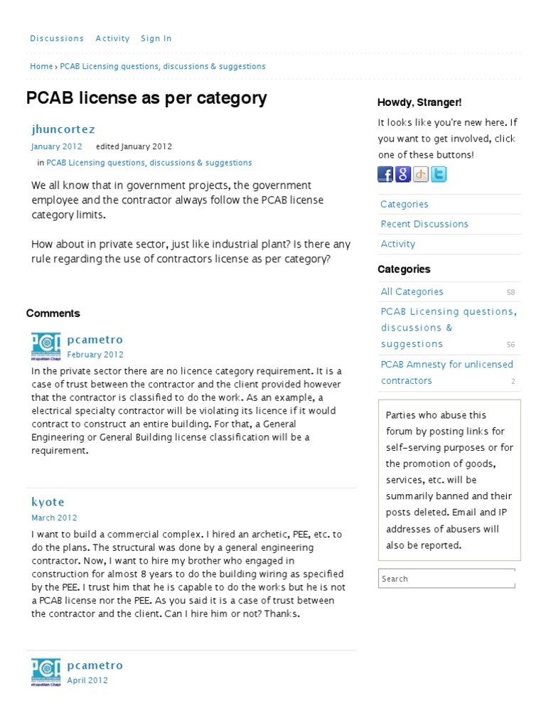 PCAB License as Per Category - PCA Metro - PCAB Licensing Forum ...