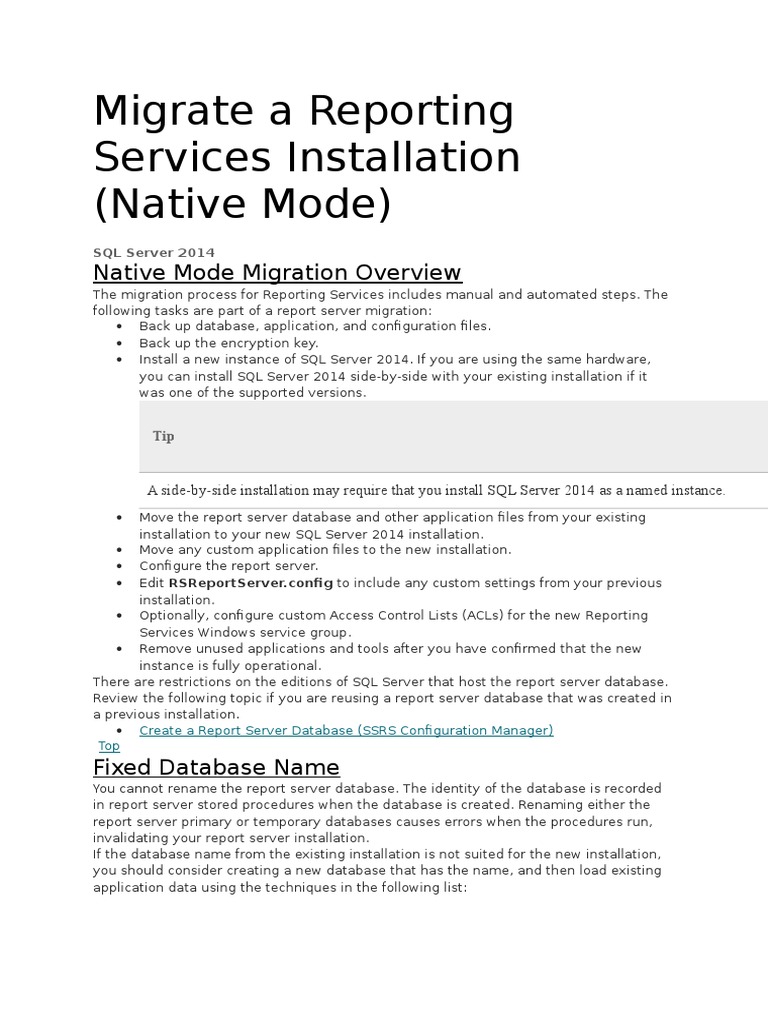SQL Server 2014 SSRS Migration Guide | PDF | Microsoft Sql Server ...
