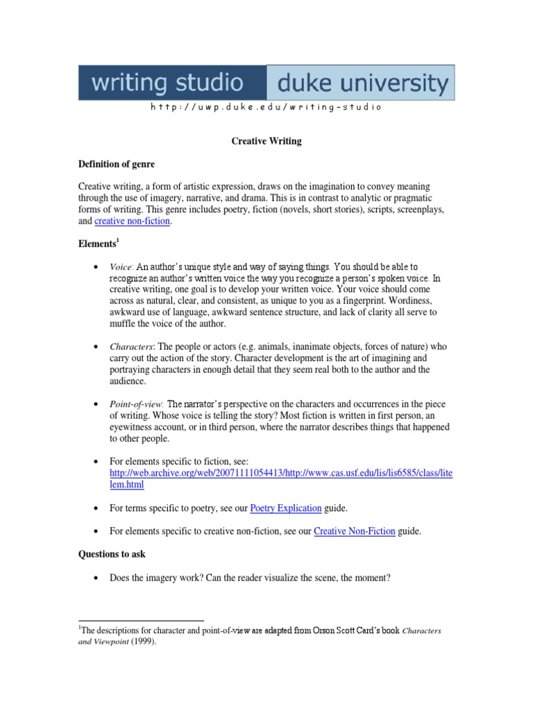 Understanding Creative Writing Elements | PDF