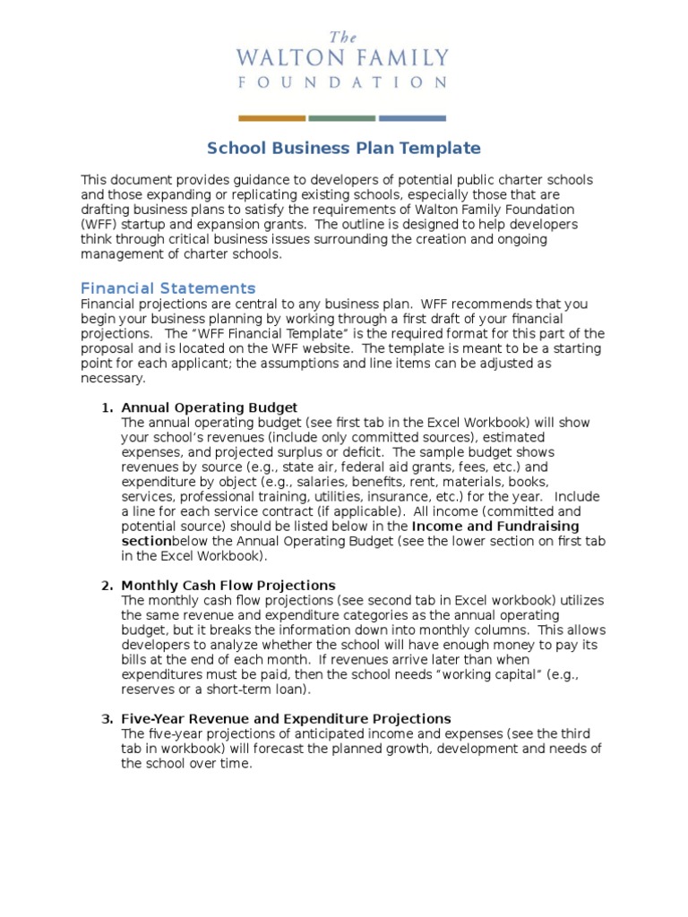 business plan for secondary school