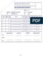 Material Receiving Inspection Report: PVD Trading and Techncal Services JSC (PVD Tech)