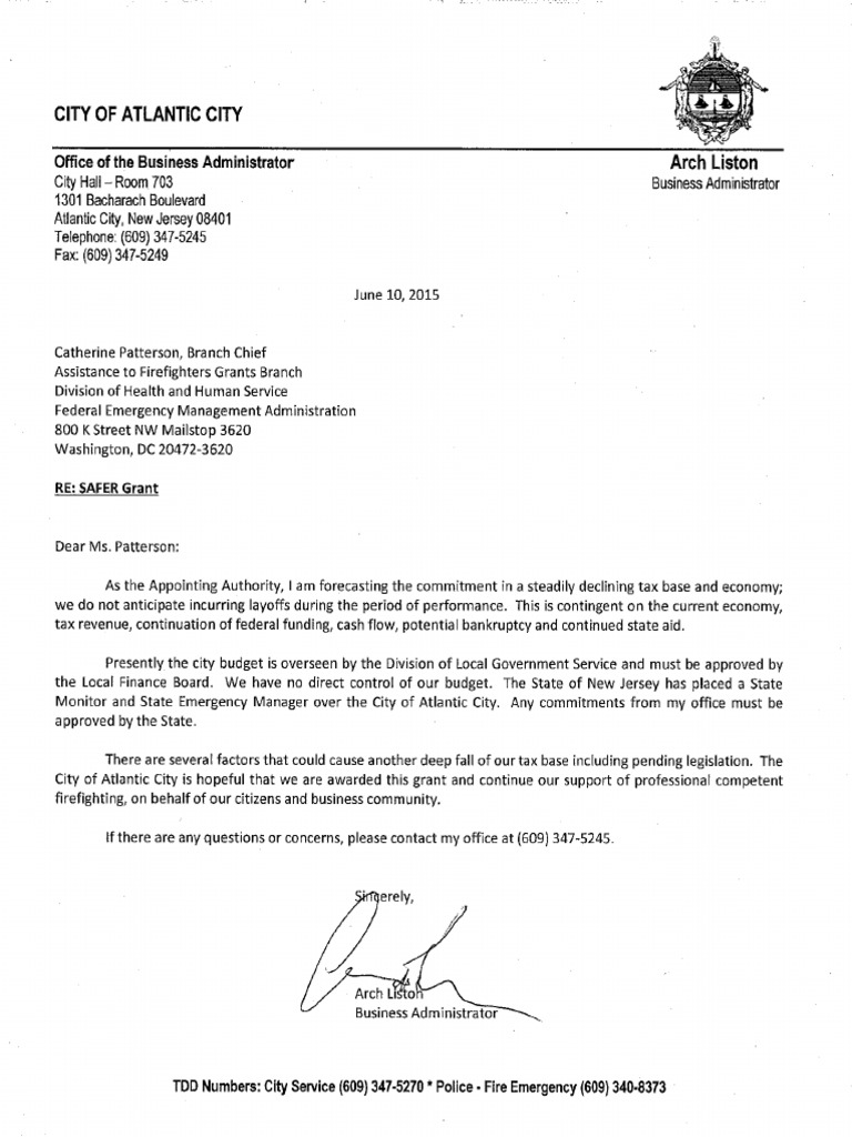 Safer Grant Letter June 10, 2015