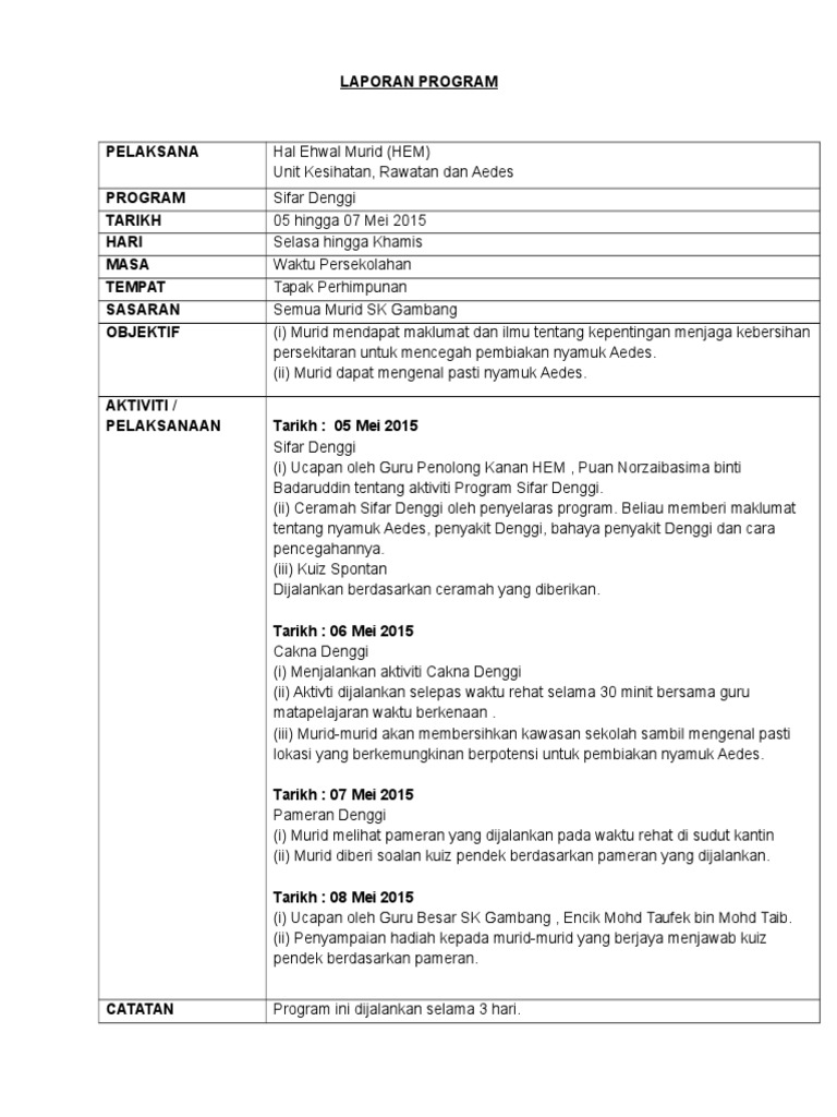 Laporan Program Kesihatan