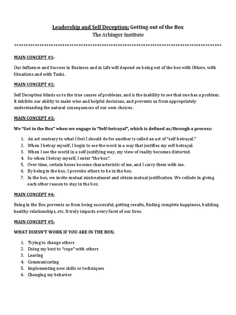 Cliff Notes Leadership and Self Deception.pdf Deception Leadership