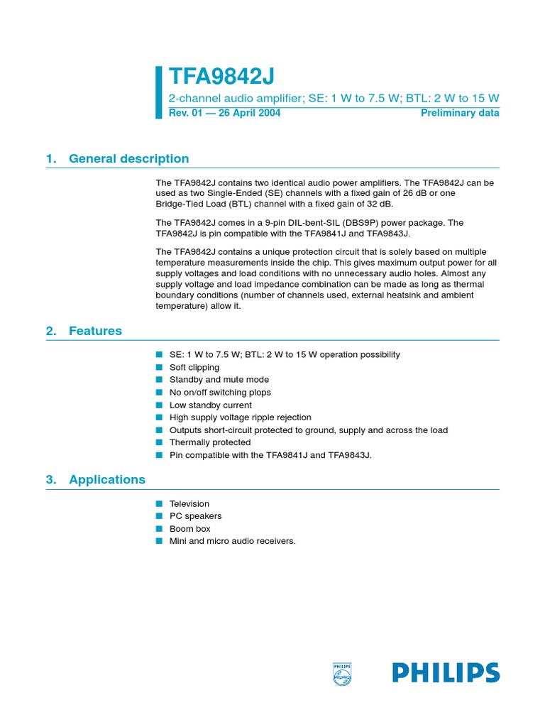 Tfa9842j PDF | PDF | Amplifier | Capacitor