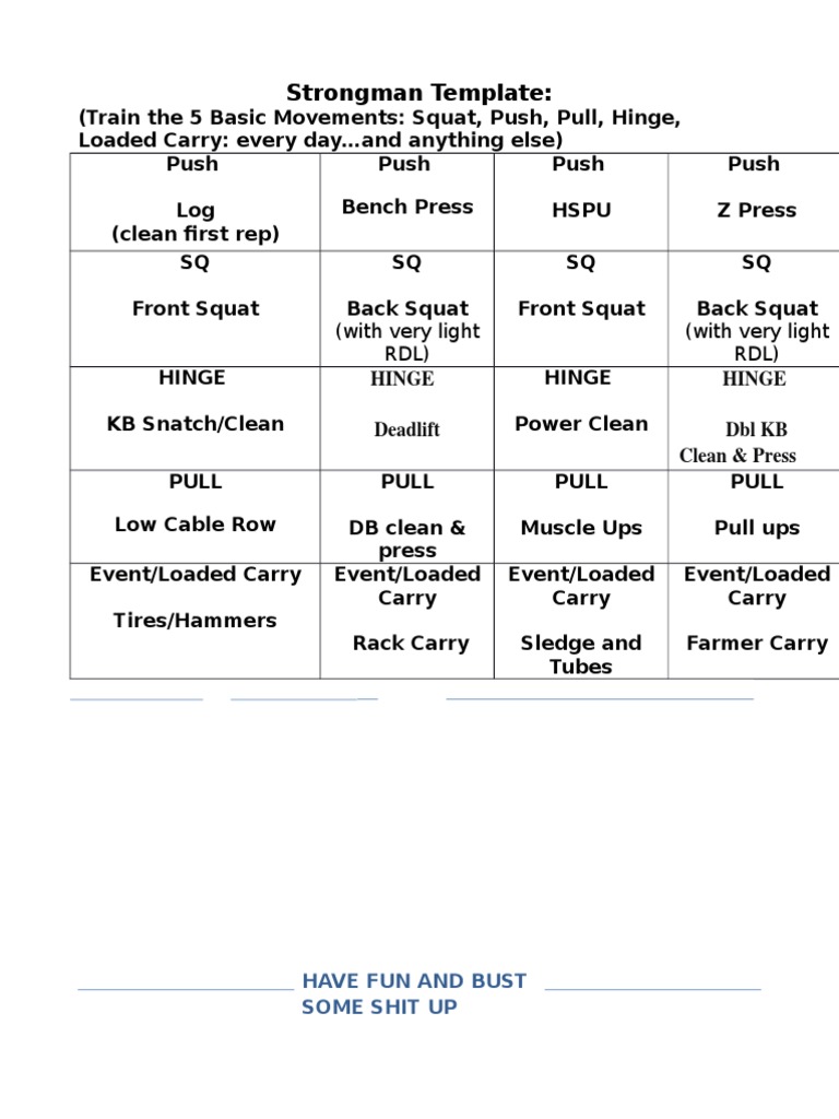 Strongman Template Strongman Template