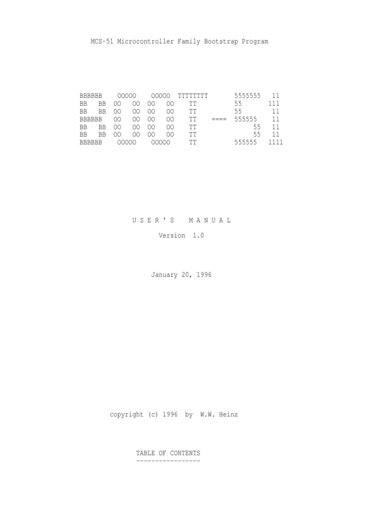 MCS-51 Microcontroller Family Bootstrap Program USER'S MANUAL | PDF ...