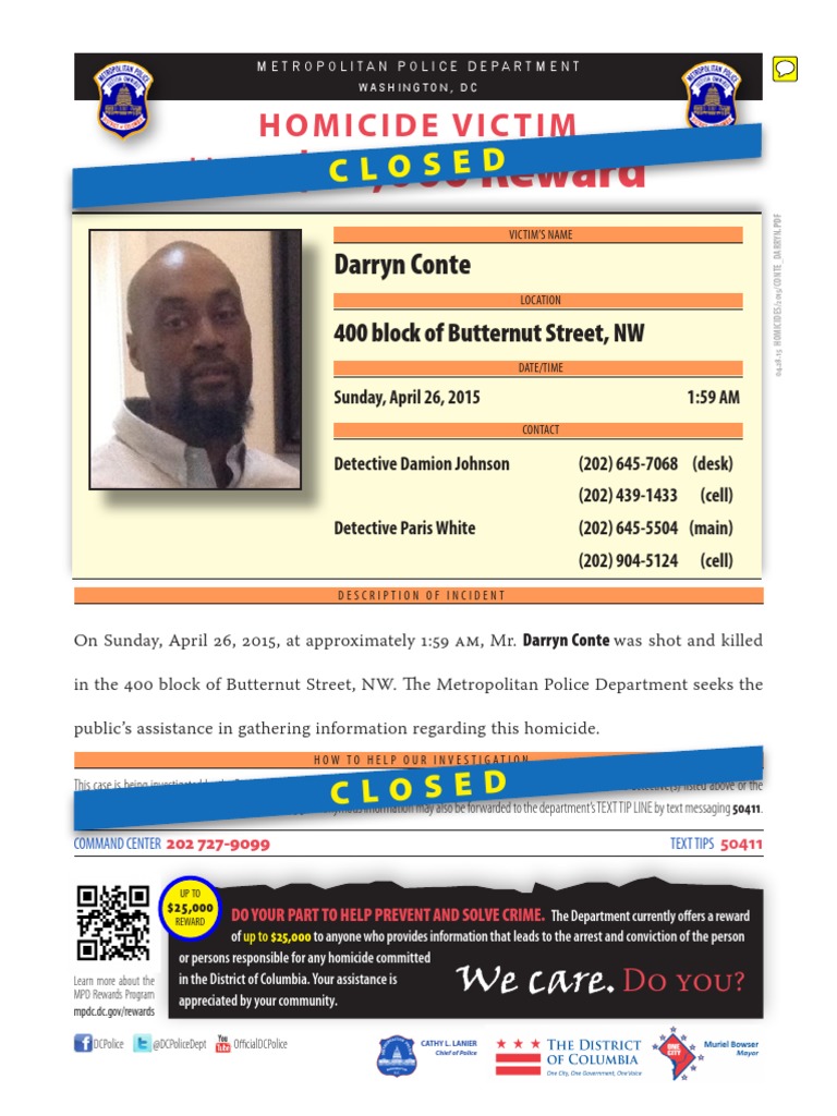 $25K Reward for Homicide Info in DC | PDF