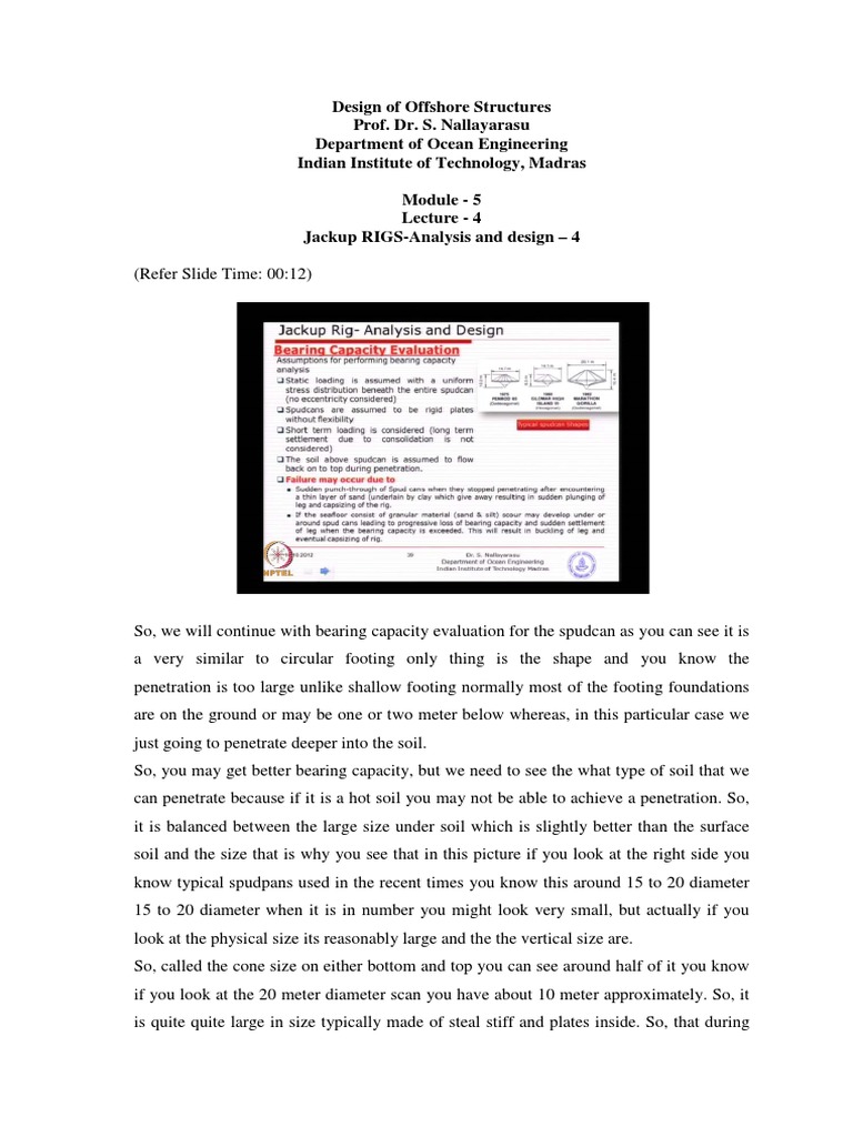 Design of Offshore Structures: Jackup RIGS Analysis and Design | PDF ...