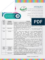 CALENDÁRIO 8° Ano DIVULGAÇÃO DAS DATAS DE PROVAS DO 1° BIMESTRE