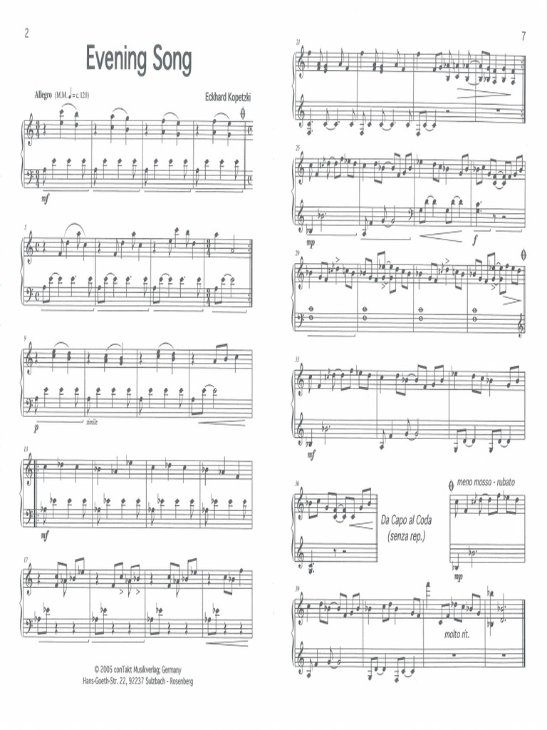 Kopetzki - Evening Song (Three Songs For Vibraphone) | PDF