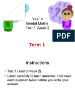 Year 4 Block 1 Mental Maths Test 1 Week 2
