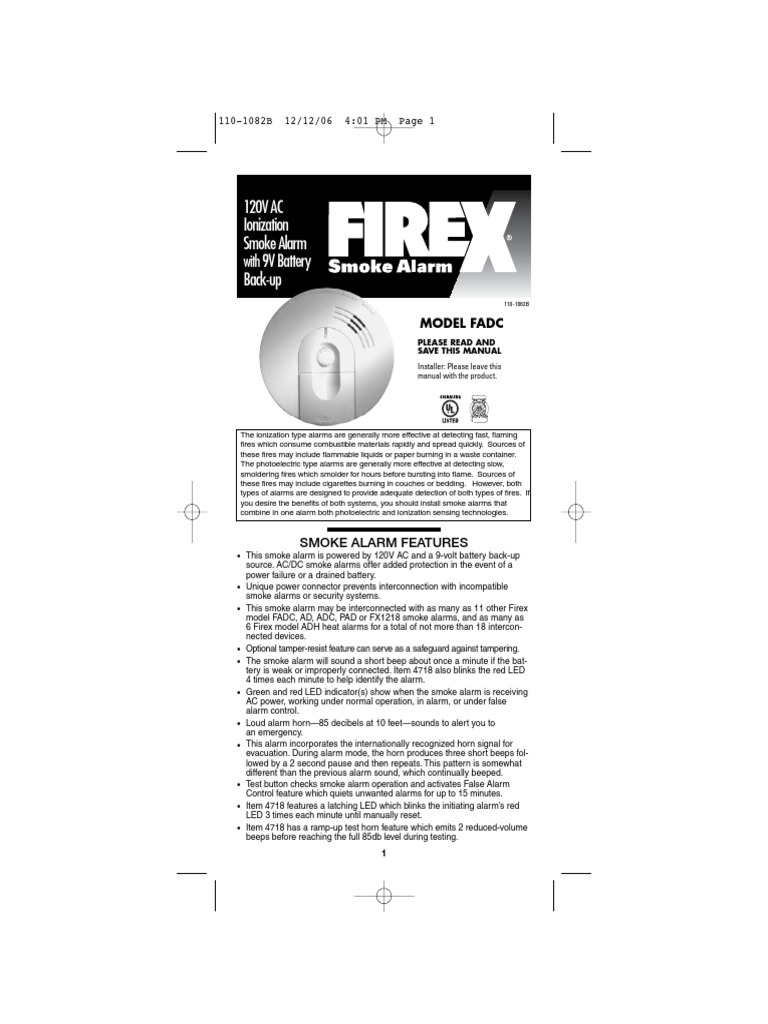 Manual Firex FADC, 4618,5000 English 1101082B PDF Electrical