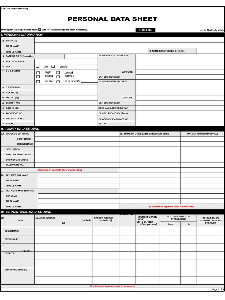 personal-data-sheet-csc-form-no-212-graduate-school-government