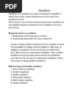 Oscillator: Requirements For An Oscillator