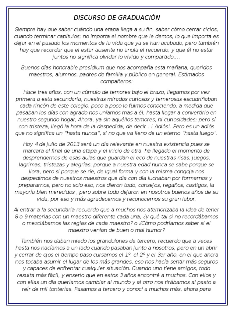 Discurso de Graduación