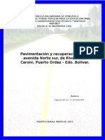 Pavimentación y Recuperación de La Avenida Norte Sur, de Riveras de Caroní, Puerto Ordaz - Edo. Bolívar