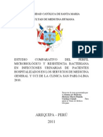 Estudio Comparativo Del Perfil Microbiologico y Resistencia Bacteriana en Infecciones Urinarias de Pacientes Hospitalizados en Los Servicios de Medicina General y Uci en a Clinica Sana Pablo