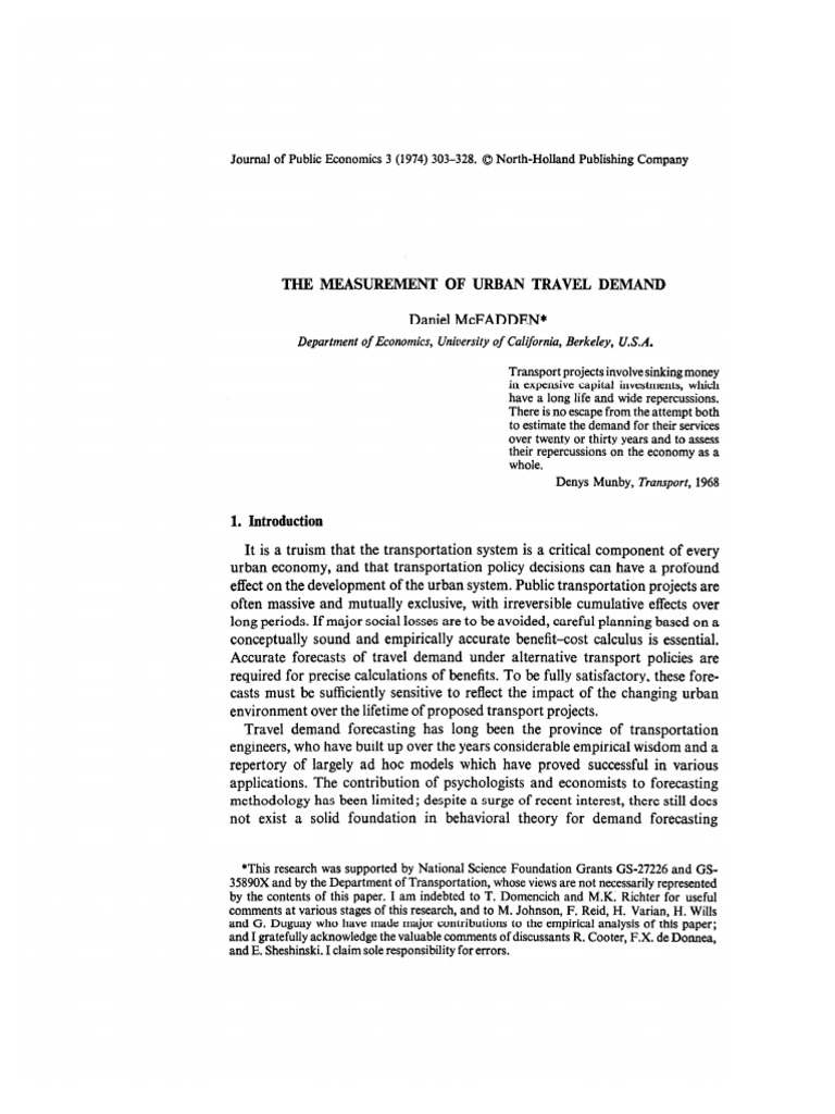 the measurement of urban travel demand