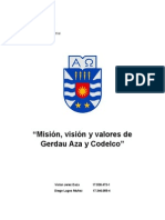 Misión,Visión y Valores de Gerdau Aza y Codelco.
