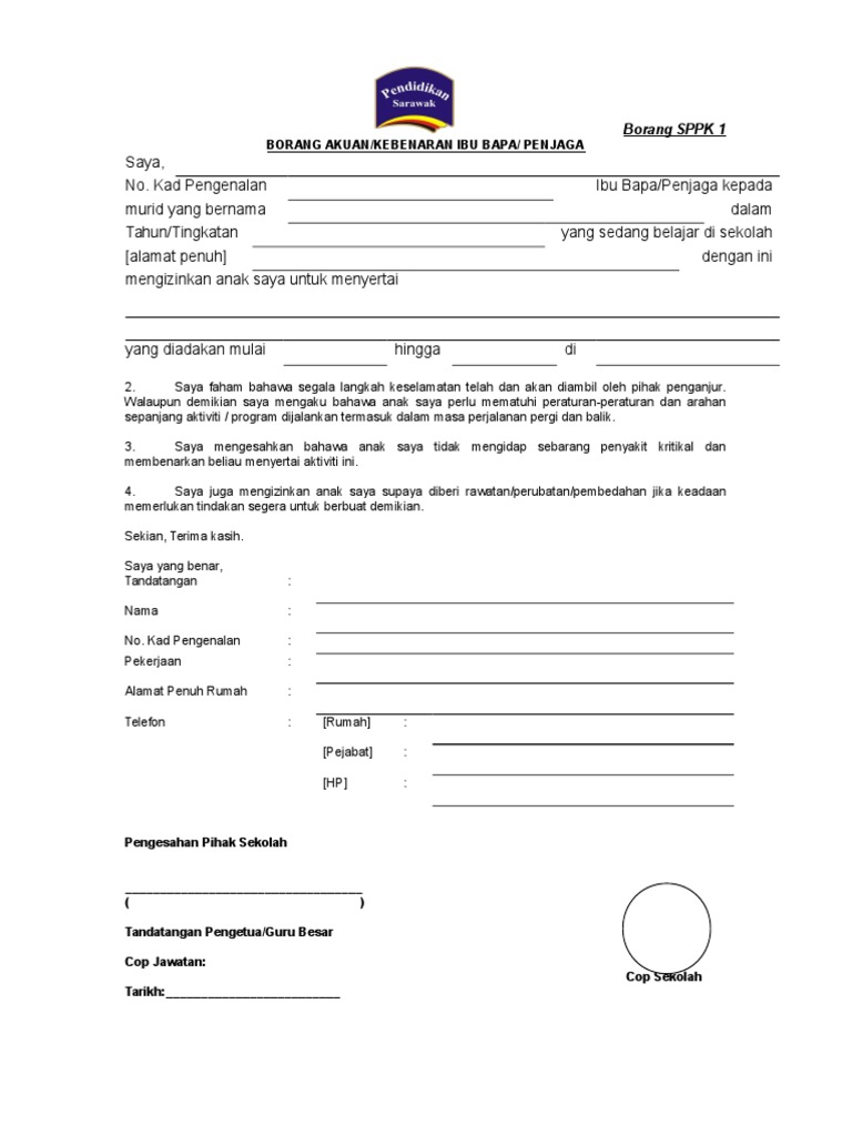 Borang Akuan Ibubapa Deklarasi Pdf