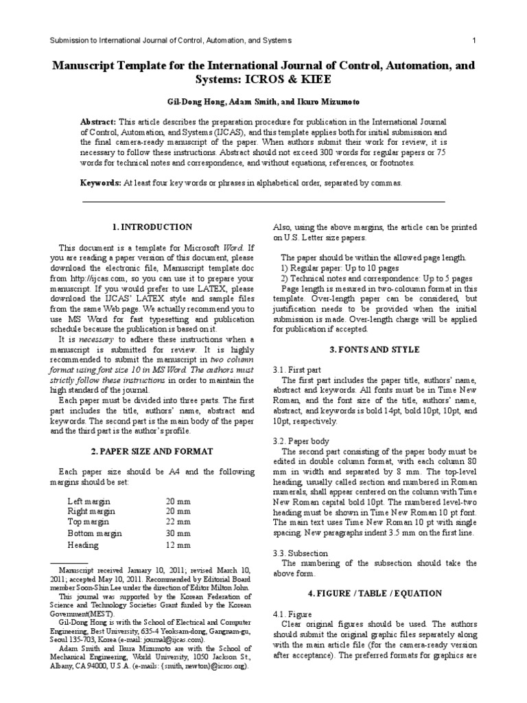 Manuscript Template (Feb 1, 2012) | PDF | Microsoft Word | Citation