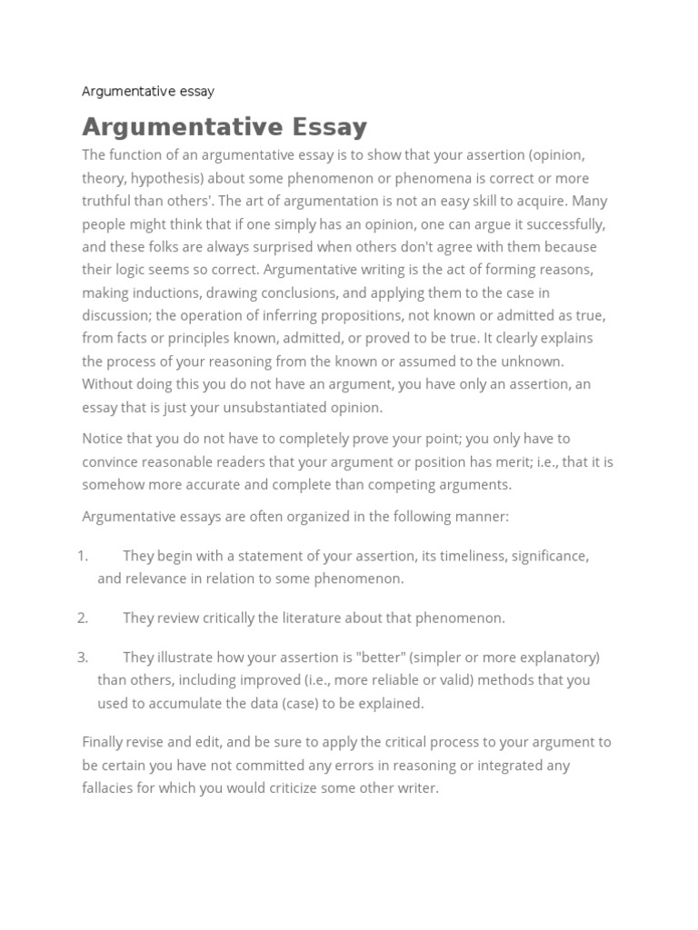 Structure of a argumentative essay picture