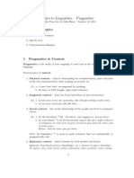 Intro To Linguistics - Pragmatics: Overview of Topics