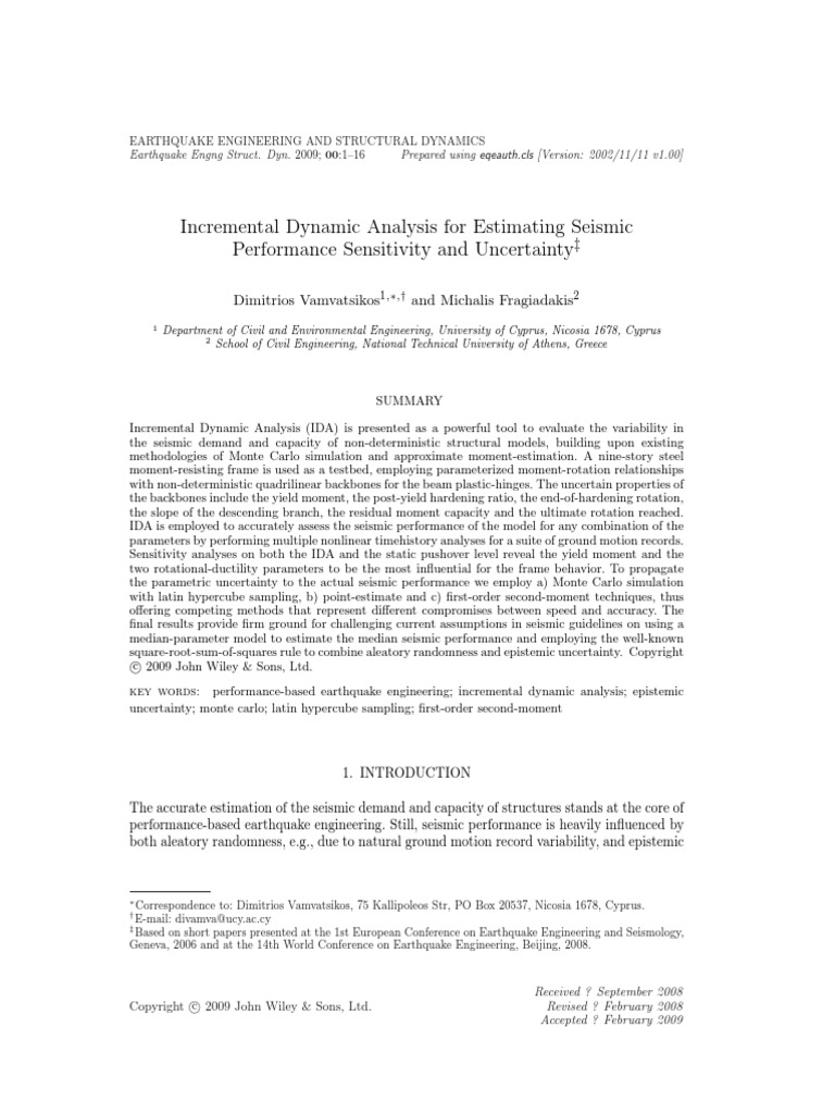 Incremental Dynamic Analysis For Estimating Seismic Performance ...