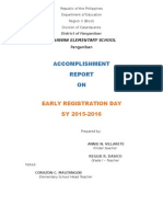 Accomplishment ON: Early Registration Day SY 2015-2016