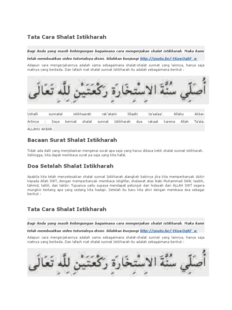 Tata Cara Shalat Istikharah