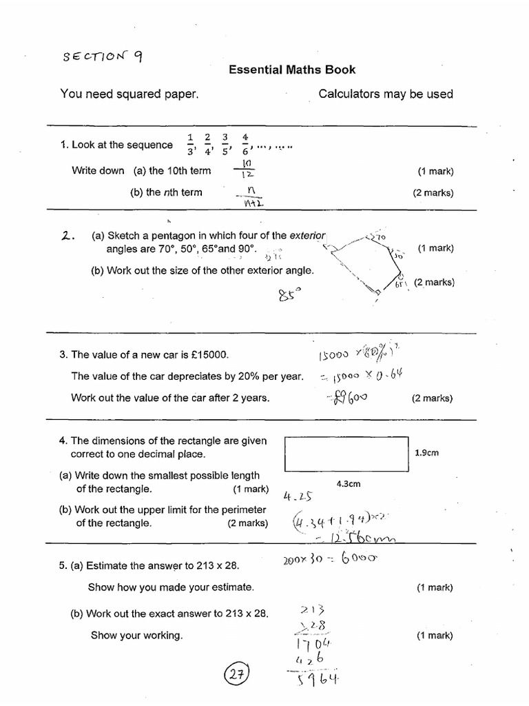 Math 9.9S Revision Solution | PDF | Teaching Methods & Materials