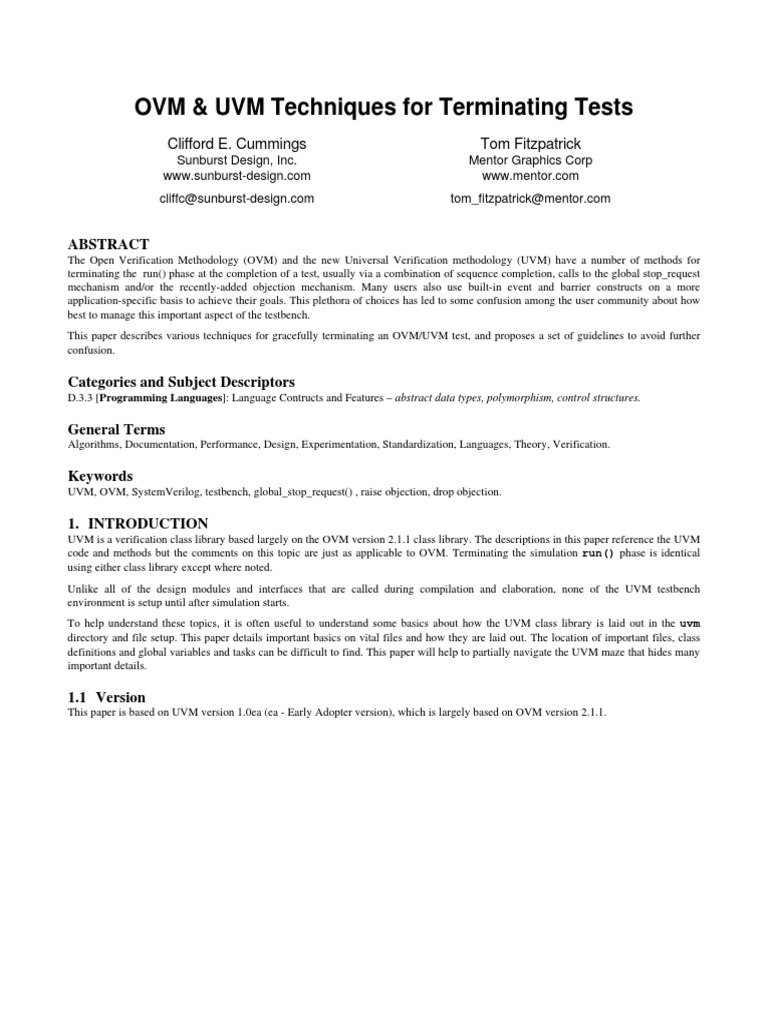 UVM/OVM Test Termination Techniques | PDF | Constructor (Object ...